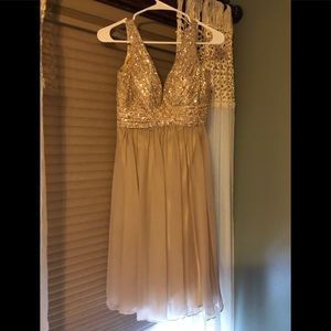 Gold/champagne sequin knee length dress
